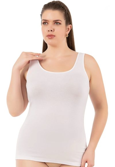 Дамски макси потник с широки презрамки - БЯЛ ЦВЯТ 25922 1