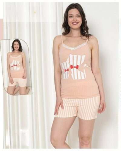 Дамска пижама с къс панталон - 4446-00