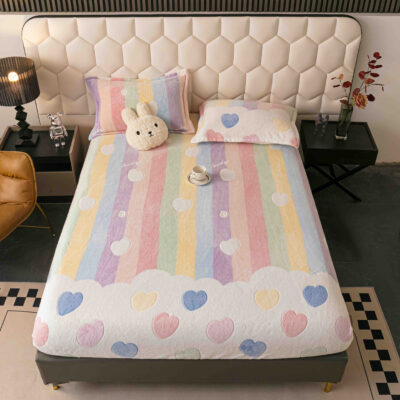 Пухен калъф за легло с 2 калъфки за възглавници