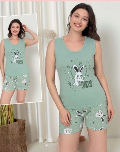 Дамска пижама с къс панталон - 8012-1