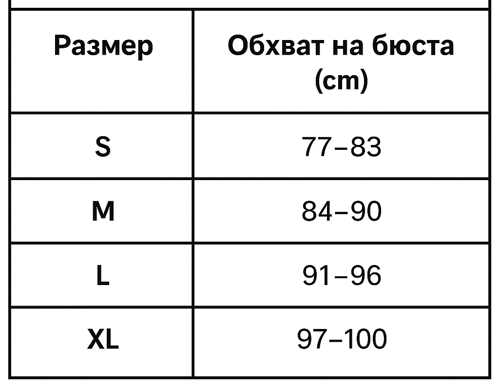 Таблица за размери