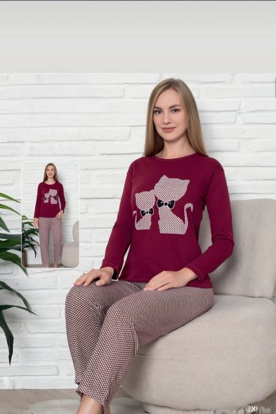 Дамска пижама с дълъг ръкав