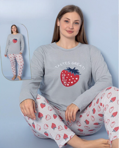 Дамска макси памучна пижама 7584