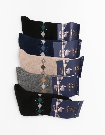 Мъжки дебели вълнени чорапи - 5 чифта А312-1