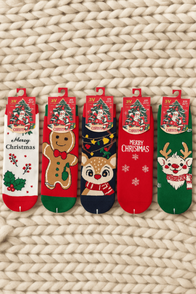Коледни дамски чорапи - 5 чифта K716