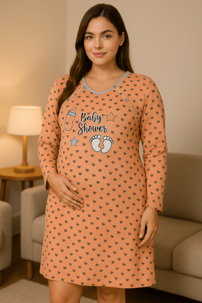 Mакси нощница за бременни 3319