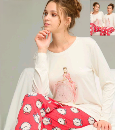 Дамска пижама с дълъг ръкав 41139-A