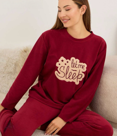 Дамска поларена пижама - вафла 22098