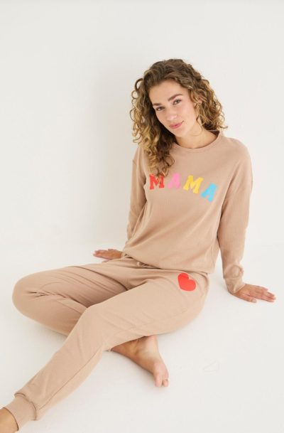 Дамска памучна пижама с дълъг ръкав 8884