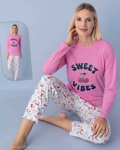 Дамска пижама с дълъг ръкав 7674