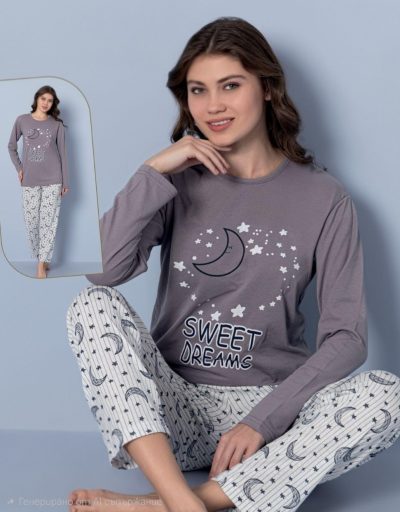 Дамска пижама с дълъг ръкав 7839
