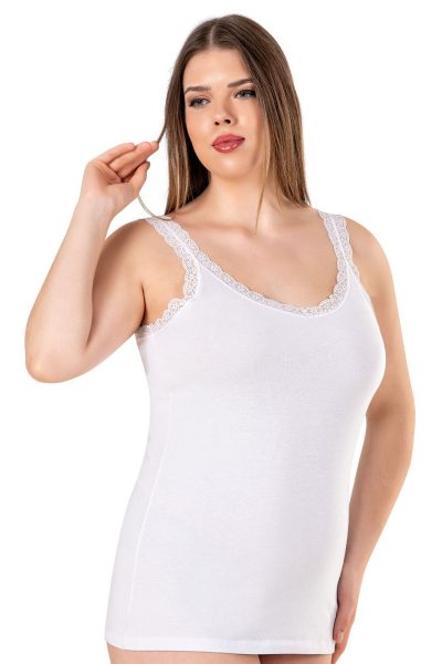 Дамски макси потник с широка презрамка - 26802 бяло