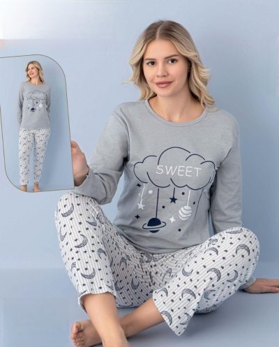 Дамска пижама с дълъг ръкав 7592