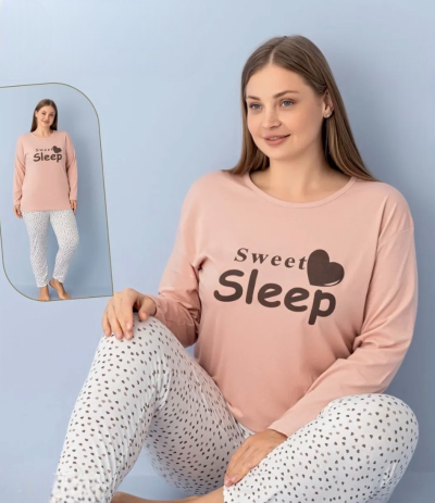 Дамска макси памучна пижама 7609