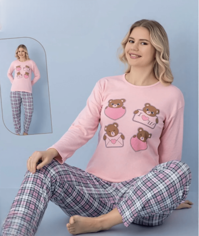 Дамска топла пижама - интерлог 7829pink