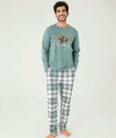 Мъжка памучна пижама с дълъг ръкав 8851.