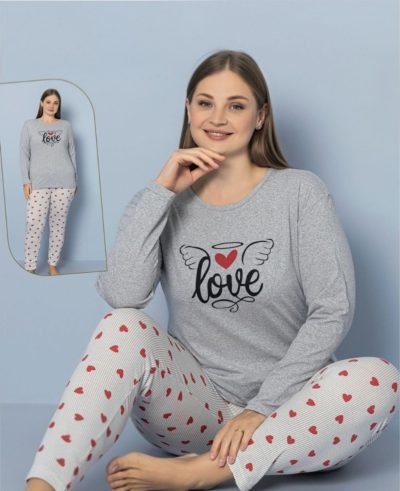 Дамска макси памучна пижама 7832