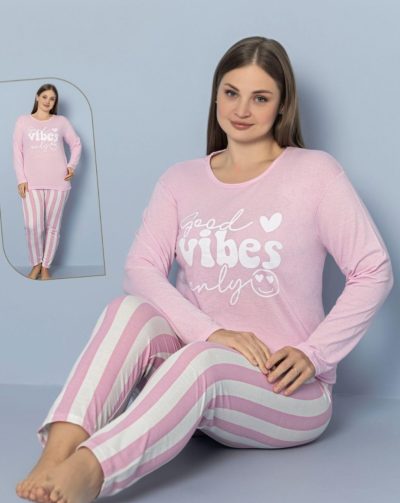 Дамска макси памучна пижама 7833