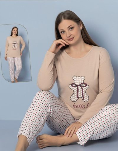 Дамска макси памучна пижама 7837