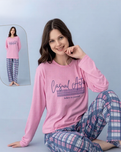 Дамска пижама с дълъг ръкав 7958
