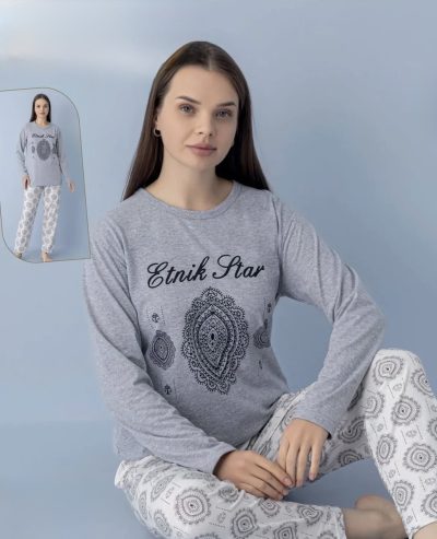 Дамска пижама с дълъг ръкав 8042