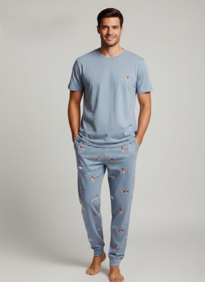 Мъжка пижама с къс ръкав 9069