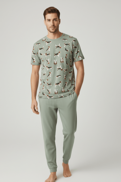 Мъжка пижама с къс ръкав 9071