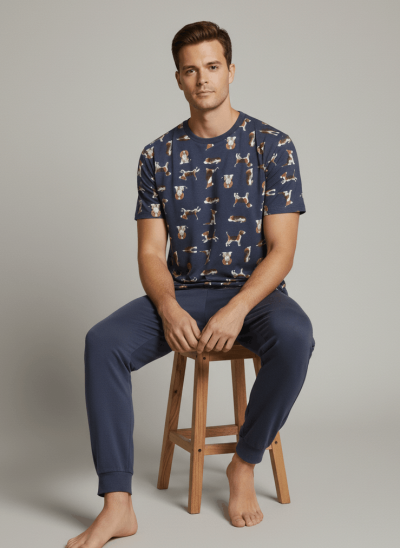 Мъжка пижама с къс ръкав 9073