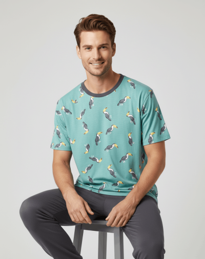 Мъжка пижама с къс ръкав 9075