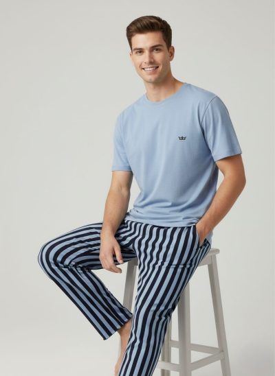 Мъжка пижама с къс ръкав 9061