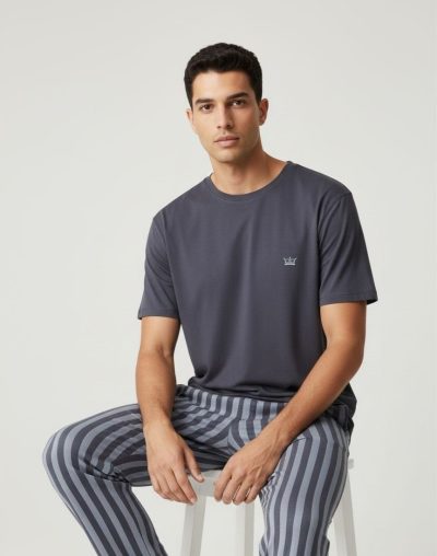 Мъжка пижама с къс ръкав 9063