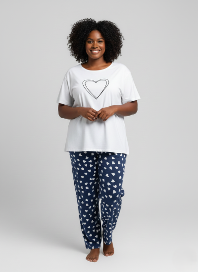 Дамска макси пижама с къс ръкав 9001