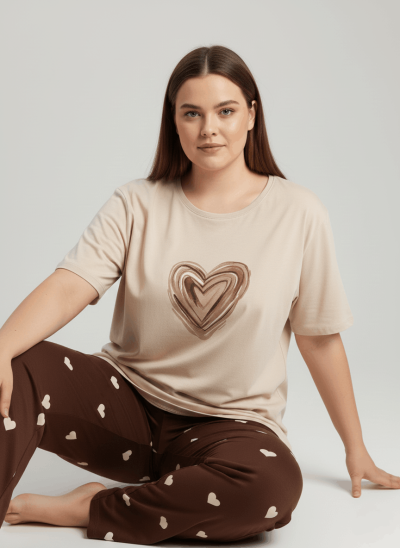 Дамска макси пижама с къс ръкав 9003.