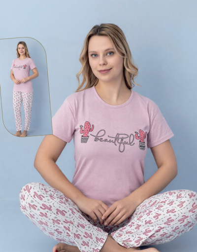 Дамска пижама с къс ръкав 8051