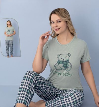 Дамска пижама с къс ръкав 8024
