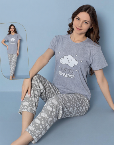 Дамска пижама с къс ръкав 8063