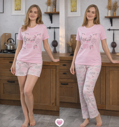 Дамска пижама с две долнища 8191