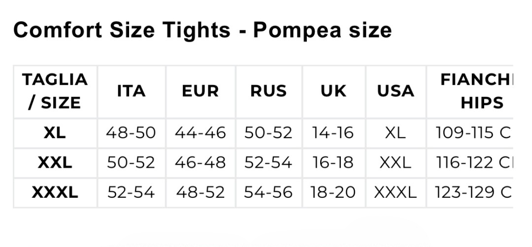 Таблица за размери